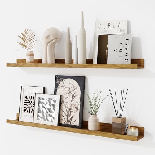 RICHFOCUS Picture Ledge Shelf, 30 inch Floating Shelves Set of 2, Wood Wall by RICHFOCUS