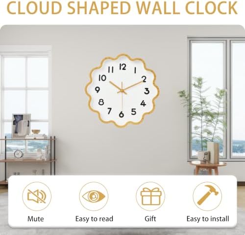 HZDHCLH Wall Clocks Battery Operated 12 Inch Cloud Shaped Wall Clock Silent Non - Image 3