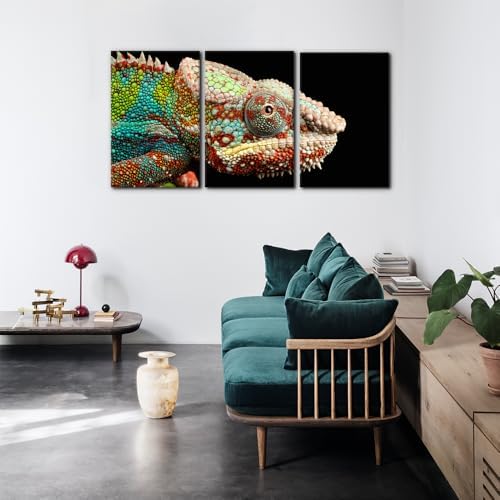 Pacimo Canvas Print Wall Art Set Chameleon Nature Photography Animals Realism - Image 2