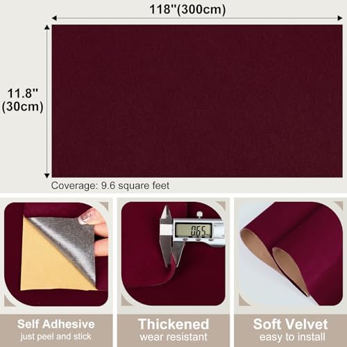 Dark Red Velvet Wallpaper Self Adhesive Felt Fabric - Image 7