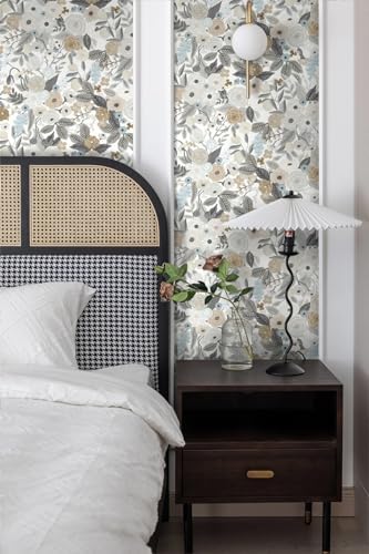 Ismoon Floral Peel and Stick Wallpaper Gray Contact Paper Vintage Removable - Image 6