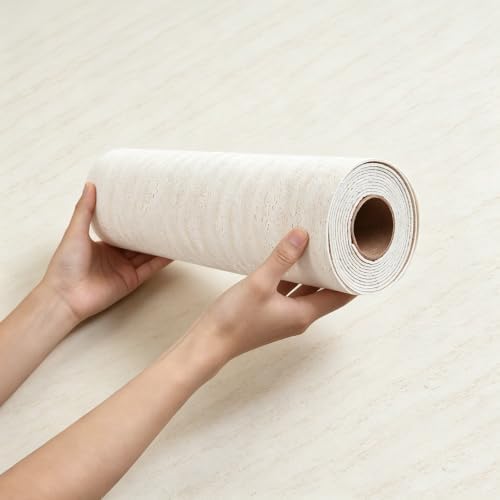 Peel and Stick Faux Travertine PVC Wall Panels, Light Beige, 15.7"x118" by HXHMH