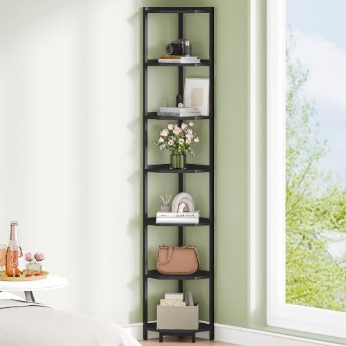 Hzuaneri Corner Shelf Stand 7-Tier Corner Bookshelf Storage Standing Shelf by Hzuaneri