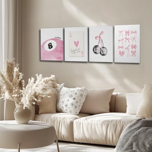 okaxscm Trendy Pink Coquette Bow Cherry Disco Ball Lucky 8 Ball Ace Card - Image 6