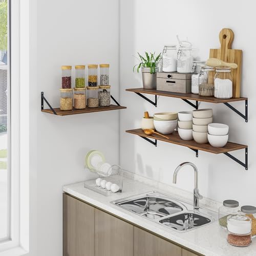 Heimlove 36W x 12D Deep Floating Shelves Set of 2 Walnut - Image 6