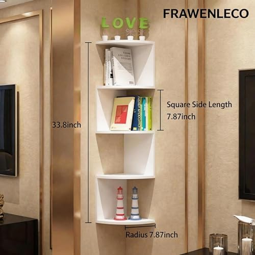 No-Drill Corner Shelf Wall Mount, 5-Tier Thickened 12mm Floating Bookshelf - Image 2