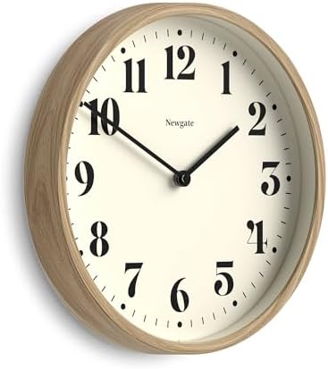 NEWGATE® Number Four Theatre wall Clock | Modern Round Clock | 12" | Faux Wood by NEWGATE
