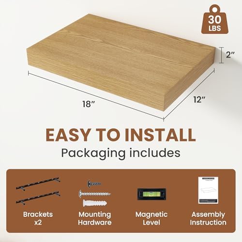 Vivelove Floating Shelves for Wall 18x12” Set of 2 - Image 3