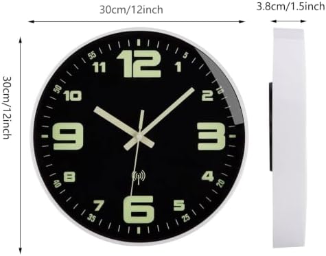 Wall Clock Glow in The Dark Battery Operated Silent 12 in - Image 5