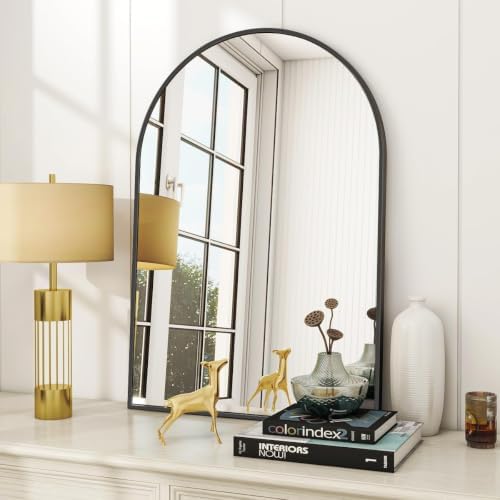 VooBang Arched Wall Mirror, 24 x 36 inch Arch Bathroom Mirror Black by VooBang