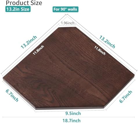 Corner Wall Shelves Set 2 Wire Hole Solid Oak Wood Display Shelf - Image 3