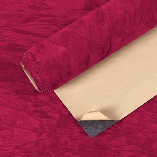 VEELIKE Soft Red Crushed Flocked Velvet Fabric Self Adhesive Felt Drawer Liner by VEELIKE