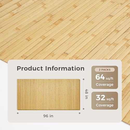 OUZUGIE 2 Pack 96x48 Inch Natural Bamboo Wall Panel - Image 2