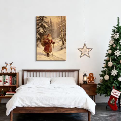 AVANT GARDE CANVAS Christmas Canvas Wall Art, Santa Claus Walking in Snowy - Image 4