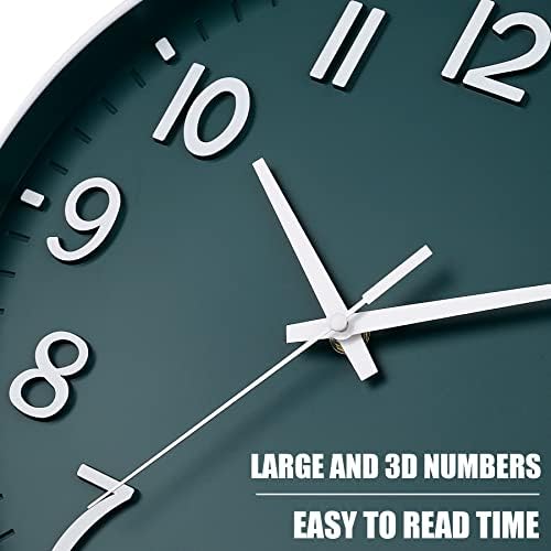 HZDHCLH 12 Inch Silent Wall Clock Battery Operated Non Ticking Dark Green - Image 6