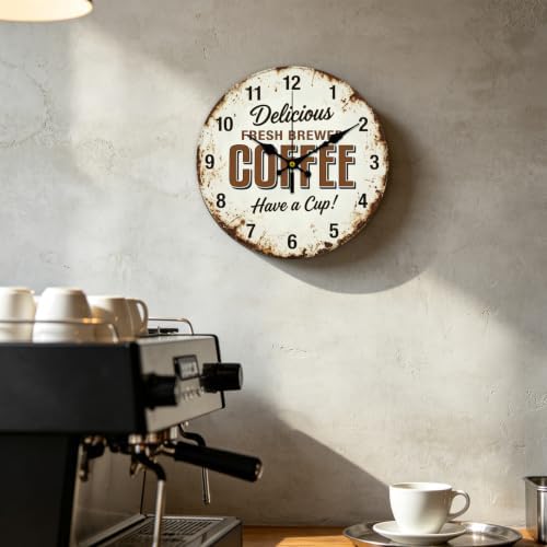 Retro Coffee Wall Clock Silent Non-Ticking 12" - Image 6