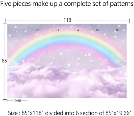 Children's Room Colorful Rainbow Peel-and-Stick Wallpaper 85"x118" - Image 4