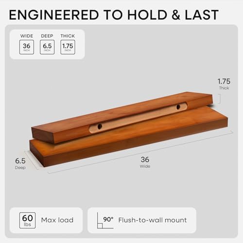 Homeforia 36 Inch Floating Shelves, High-End Solid Pine Wood - Image 2