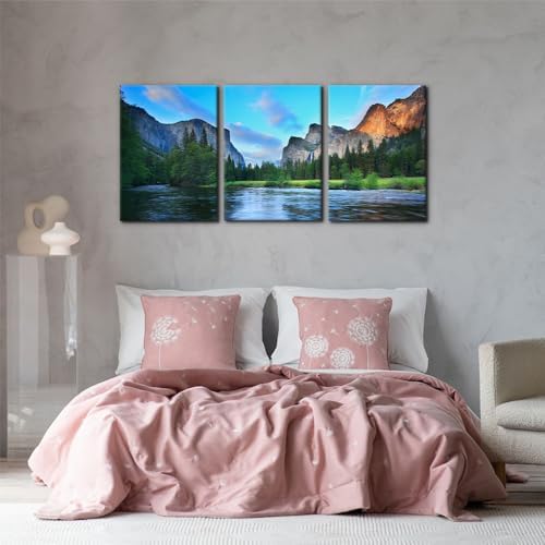Pacimo Mountain Canvas Wall Art Panorama of Yosemite Valley Pictures Painting - Image 4