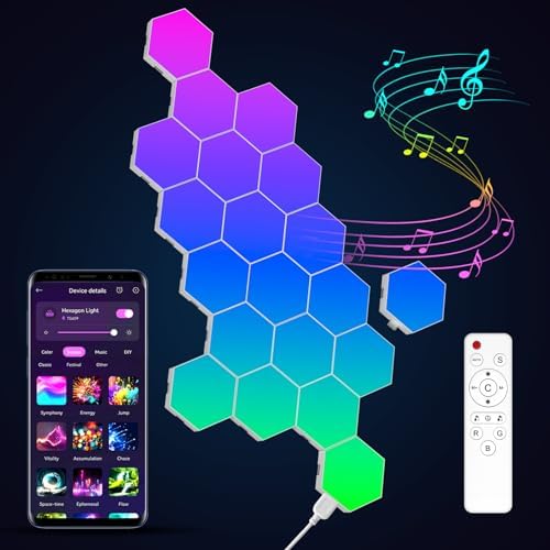 20-Pack Hexagon Light Panels – Smart RGB LED Wall Lights by JIMIMORO