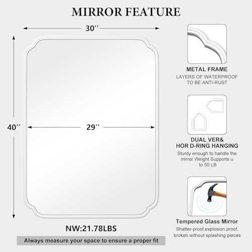 Ferytange White Bathroom Vanity Mirror - Image 5