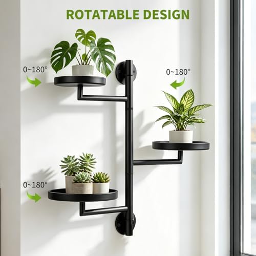 Rotating Window Wall Mounted Plant Shelf, 3 Tier Indoor Corner Metal Wall Plant - Image 4