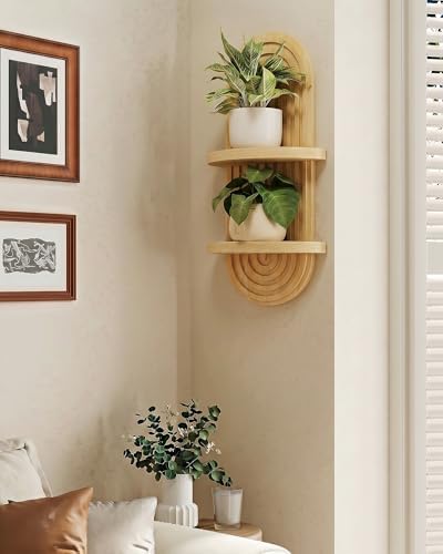 Bamworld Boho Wall Decor Plant Wall Shelf Mid Century Modern Decor Hanging 22in - Image 5