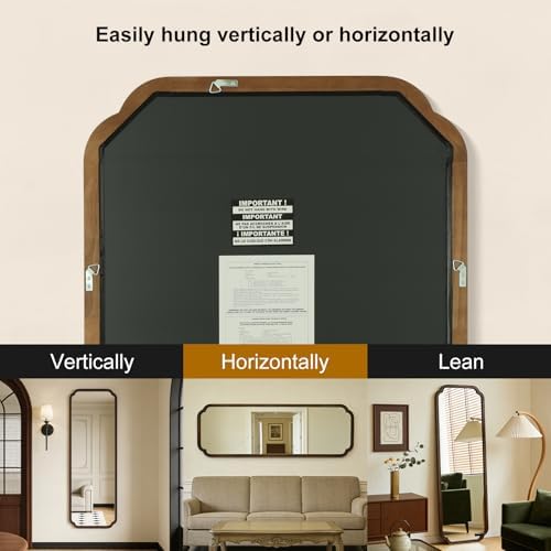 HOMECOOKIN Full Length Mirror Wall Mounted, Rustic Wooden Frame Floor Mirror - Image 5
