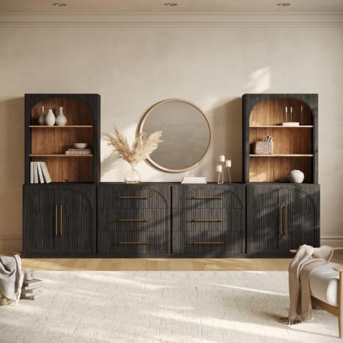 BELLEZE Jagger 130" Wall Unit 6-Piece Modular TV Stand - Image 5