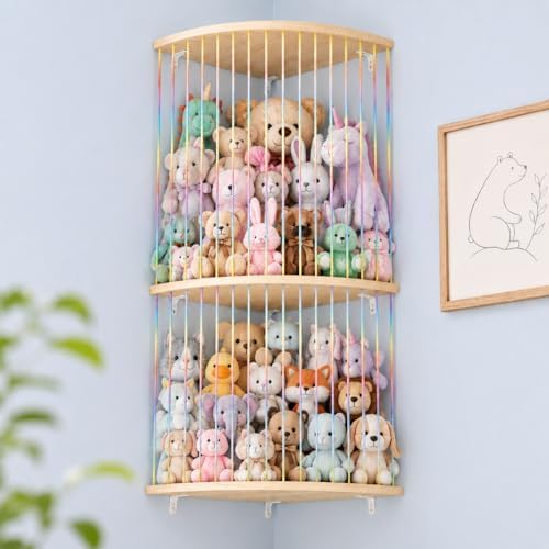 Stuffed Animal Storage Hammock, Wood Stuffed Toy Holder, Playroom Nursery Toy by VOMELON