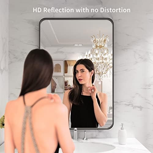 LOAAO 24X36 Inch Black Bathroom Mirror Metal Framed - Image 2