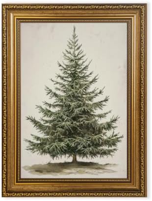 AVECCO Christmas Tree Pine Botanical Wall Art Canvas Framed 12x16 inch by Unknown