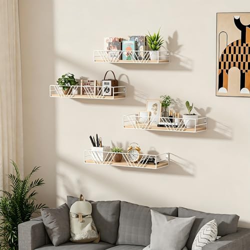 Floating Shelves for Wall, 4 Sets Rustic Shelf - Image 2