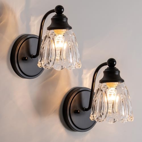 KSRYSZCQ Vintage Black Wall Sconce Set ot Two, Hardwired Matte Black Bathroom by KSRYSZCQ