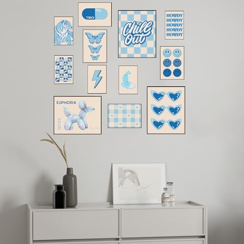 KONGSY Blue Preppy Wall Art Prints | Set of 12 Unframed Preppy Wall Art Posters - Image 3