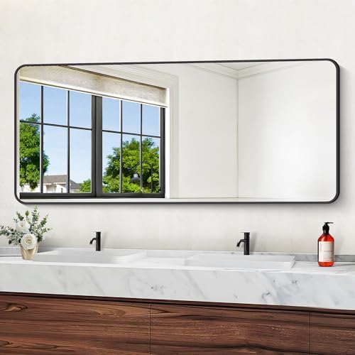 DESBING 72" x 30"Bathroom Mirror, Matte Black Wall Mirror by DESBING