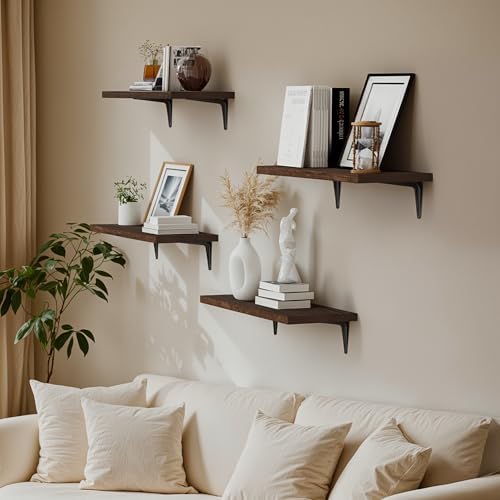 SKYSEN Floating Shelves for Wall Set of 6, 15.7in Wood Wall Shelf for Decor - Image 2