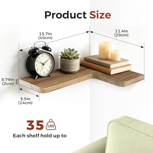 Solid Wood Corner Floating Shelves - Image 2