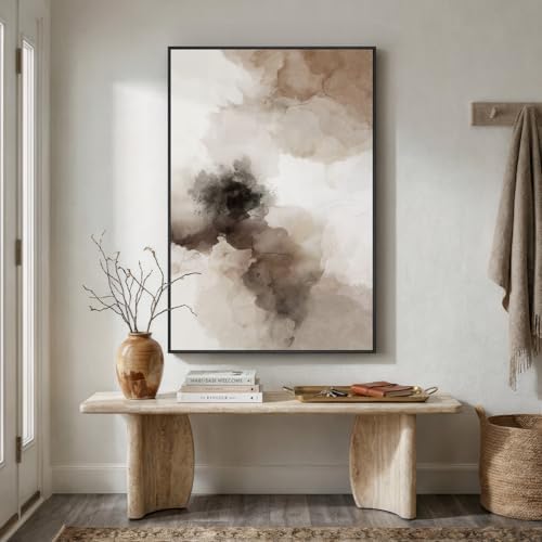 Extra Large Framed Brown Beige Abstract Wall Art - Image 4