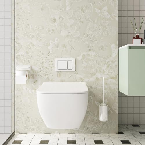 Embossed Wallpaper Peel and Stick 17.7"×236" Beige Wallpaper Textured Floral - Image 6