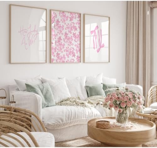 Pink Bow Floral Wall Art Preppy Canvas Room Decor How Lucky Are We Wall Art - Image 3