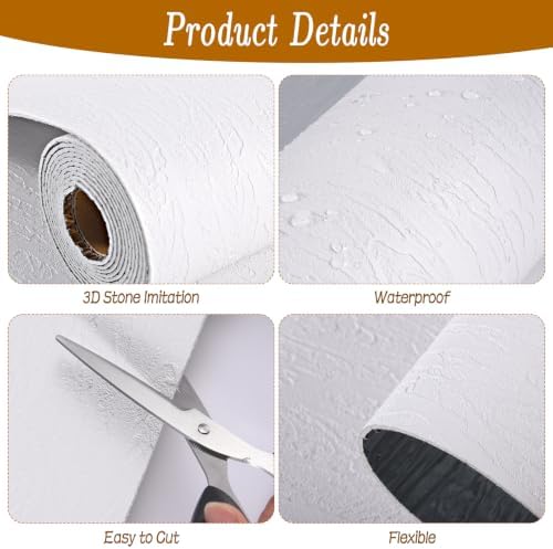 3D Faux Stone Wall Panel Self Adhesive 15.75" x 118" 2 Rolls - Image 3