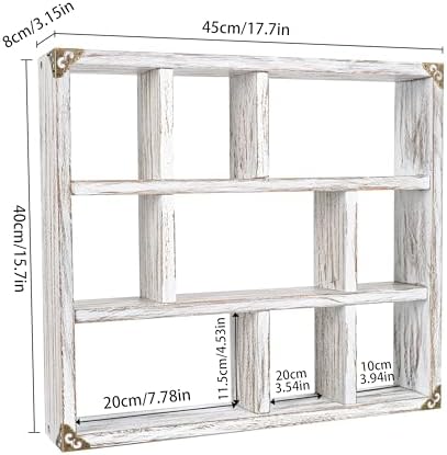 17.7x15.7-Inch Shadow Box Shelf 9-Slot Rustic Floating Shelves Larger Wall - Image 3