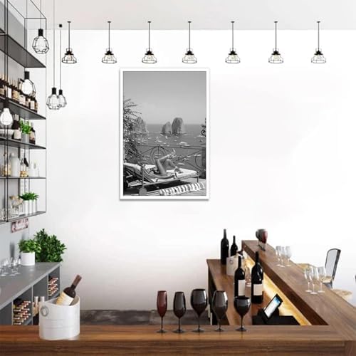 Retro Woman Sunbathing Poster Sexy Hot High Heels Girl Canvas Wall Art Black - Image 4