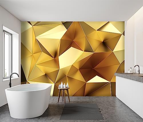 -3D Gold Geometry Fabric Wallpaper Living Room Bedroom Bathroom Modern Large - Image 3