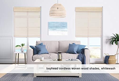 Cordless Woven Wood Roman Shades, 35W x 48H, Eastfield Ash, Sizes 20-72 Wide - Image 2