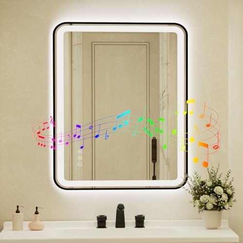 36x48 Inch Black Framed LED Bathroom Mirror by JingYiMingJing