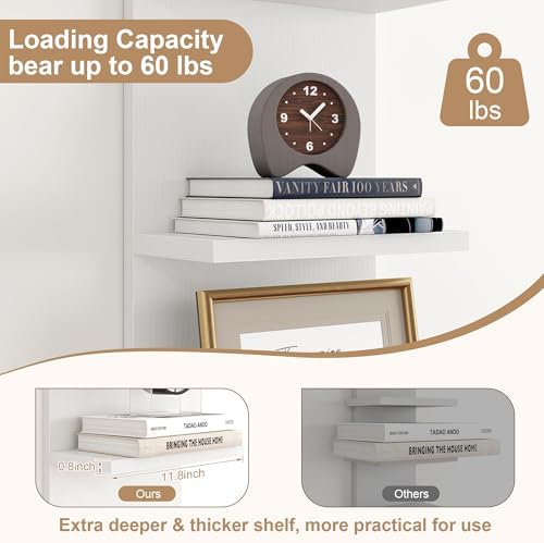 5 Tier White Floating Wall Shelf Unit, Vertical Storage Tower - Image 4