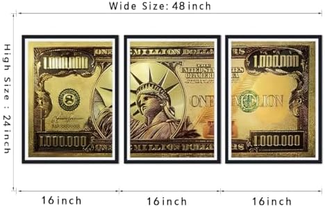 Black Framed Canvas Wall Art Gold Million Dollar Money The Statue of Liberty - Image 7