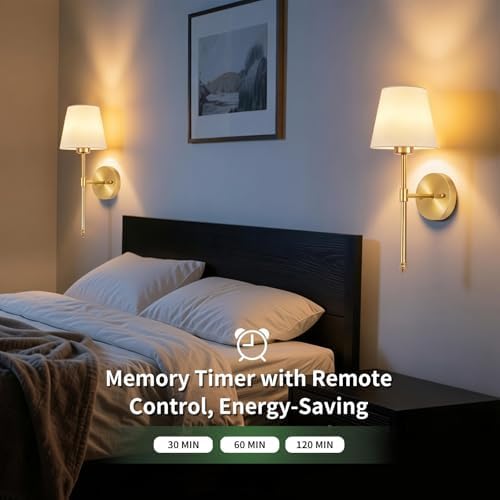 Battery Operated Wall Sconces Set of 2, Wireless Battery Wall Light - Image 3